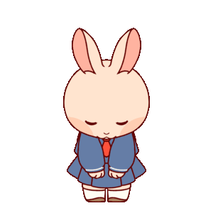 おじぎをする制服を着たうさぎ