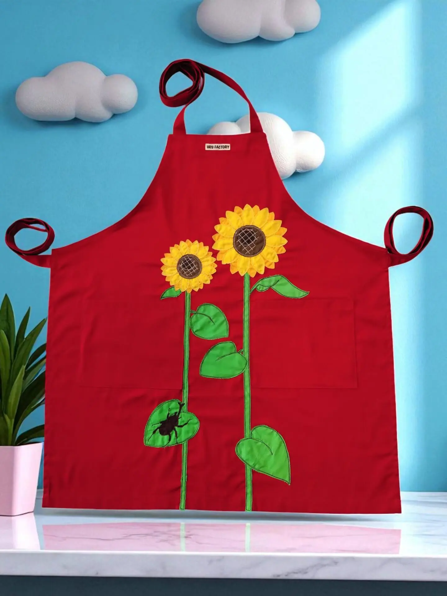 女の子 エプロン ひまわり 80㎝ 90㎝ 100㎝ 女の子 エプロン ひまわり