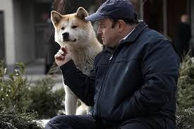 映画ハチの中の男の俳優と秋田犬
